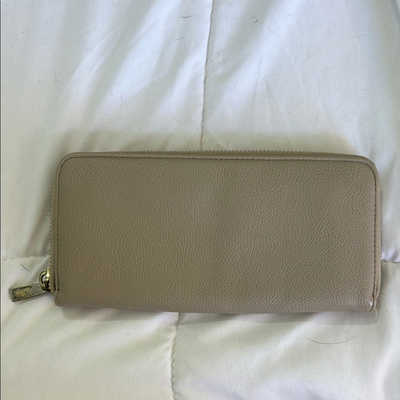 Leather Tan Zip Wallet gold, zipper large wallet - Picture 1 of 7